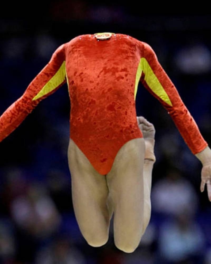 A gymnast literally lost her head while competing