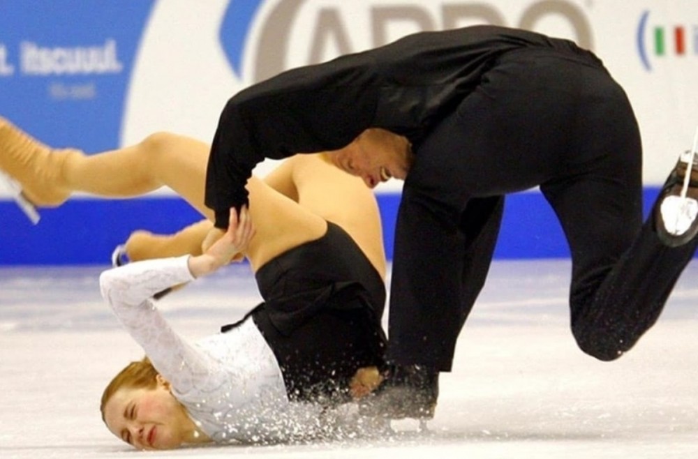 Figure skating can be a dangerous sport, as this photo goes to show