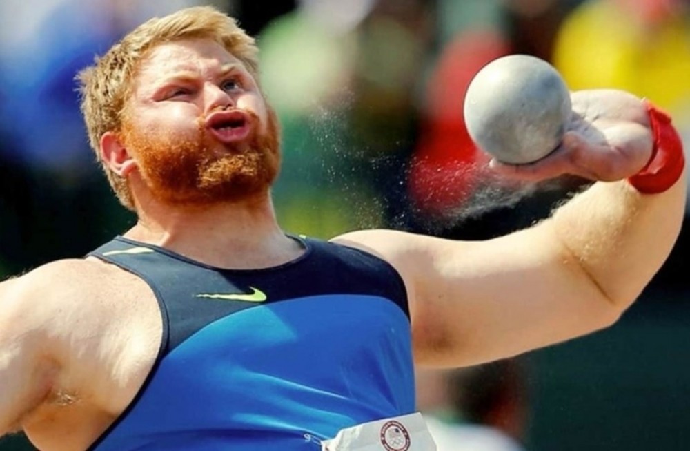 Throwing in shot put takes a lot of concentration